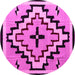 Round Machine Washable Southwestern Pink Country Rug, wshabs5216pnk