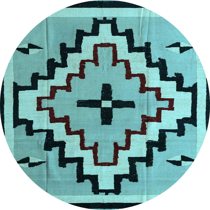 Round Southwestern Light Blue Country Rug, abs5216lblu