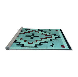 Sideview of Machine Washable Southwestern Light Blue Country Rug, wshabs5216lblu