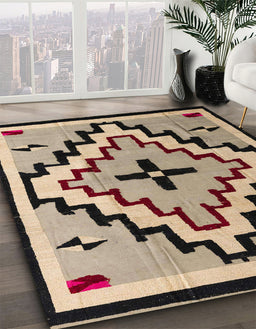 Machine Washable Abstract Dark Brown Rug in a Family Room, wshabs5216
