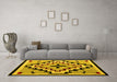 Machine Washable Southwestern Yellow Country Rug in a Living Room, wshabs5216yw