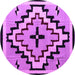 Round Machine Washable Southwestern Purple Country Area Rugs, wshabs5216pur