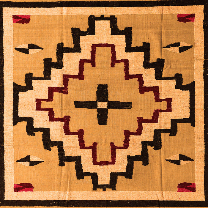 Square Machine Washable Southwestern Orange Country Area Rugs, wshabs5216org