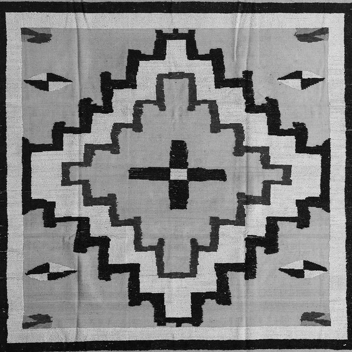 Square Southwestern Gray Country Rug, abs5216gry