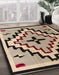 Abstract Dark Brown Southwestern Rug in Family Room, abs5216