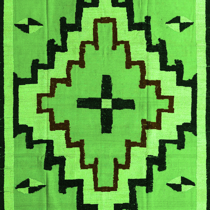 Machine Washable Southwestern Green Country Area Rugs, wshabs5216grn