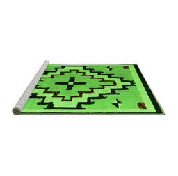 Sideview of Machine Washable Southwestern Green Country Area Rugs, wshabs5216grn