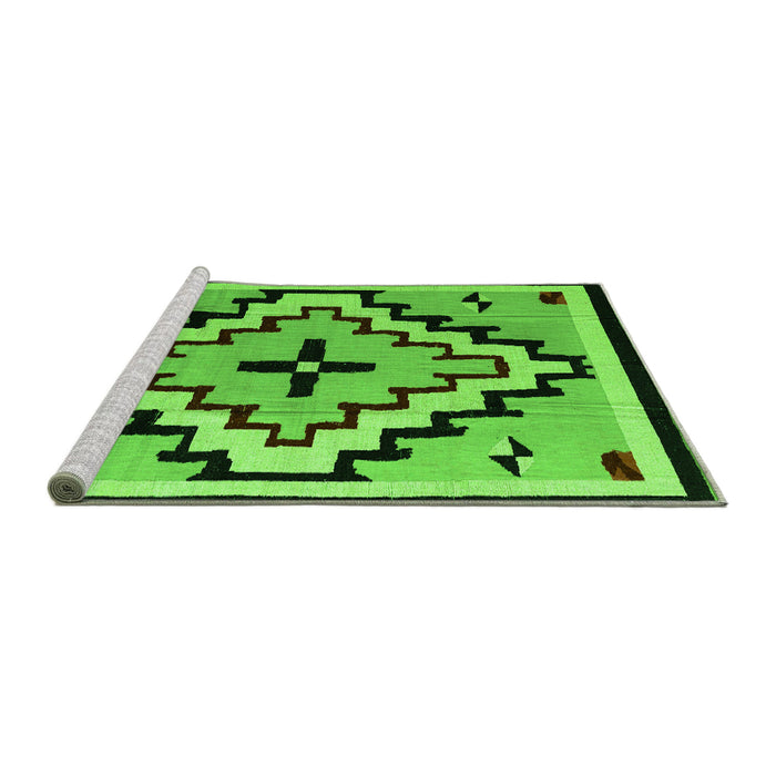 Sideview of Machine Washable Southwestern Green Country Area Rugs, wshabs5216grn