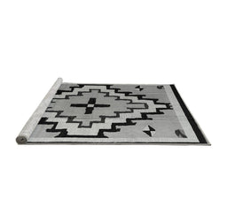 Sideview of Machine Washable Southwestern Gray Country Rug, wshabs5216gry