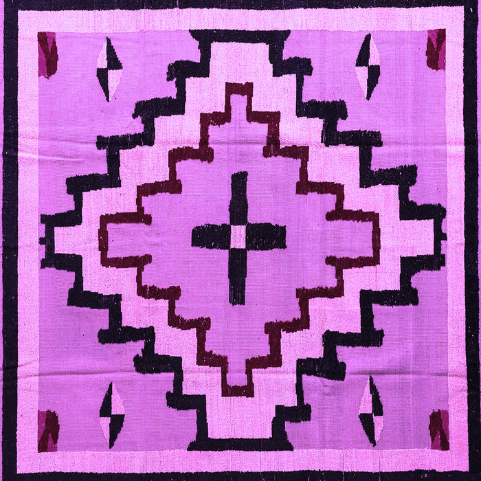 Square Machine Washable Southwestern Purple Country Area Rugs, wshabs5216pur