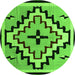 Round Southwestern Green Country Rug, abs5216grn