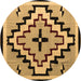 Round Southwestern Brown Country Rug, abs5216brn