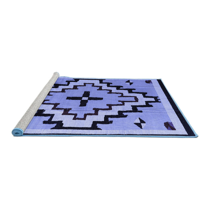 Sideview of Machine Washable Southwestern Blue Country Rug, wshabs5216blu