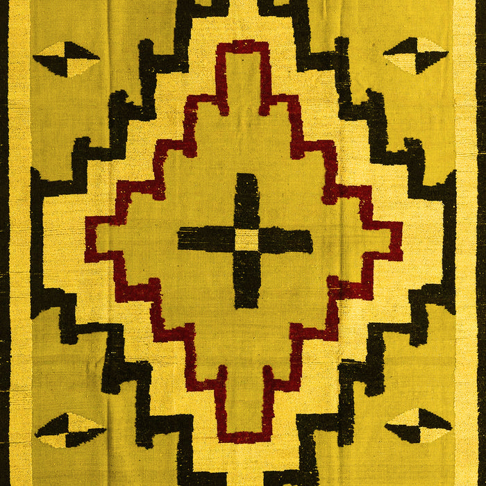Machine Washable Southwestern Yellow Country Rug, wshabs5216yw