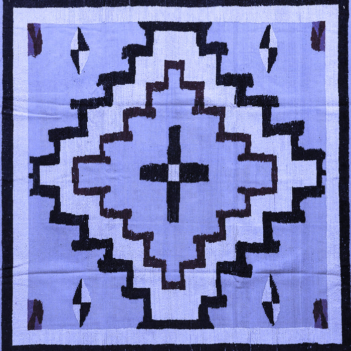 Square Southwestern Blue Country Rug, abs5216blu