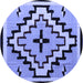 Round Southwestern Blue Country Rug, abs5216blu