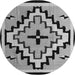 Round Machine Washable Southwestern Gray Country Rug, wshabs5216gry