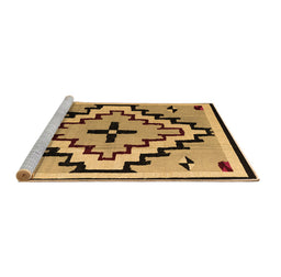 Sideview of Machine Washable Southwestern Brown Country Rug, wshabs5216brn