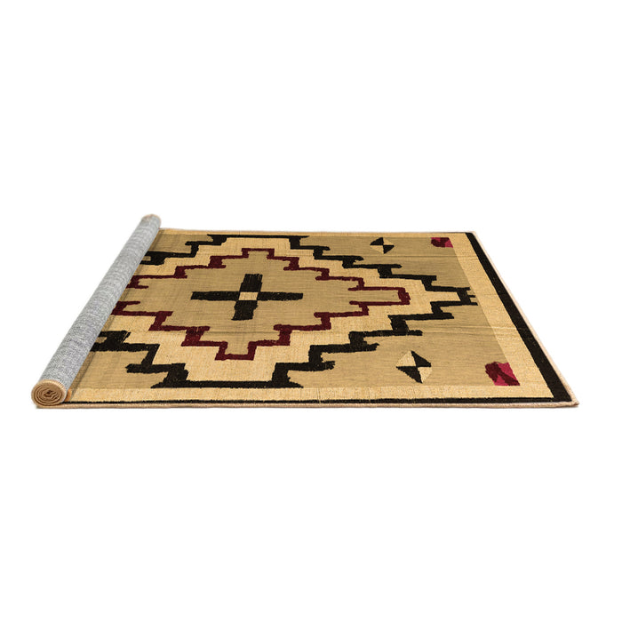 Sideview of Machine Washable Southwestern Brown Country Rug, wshabs5216brn