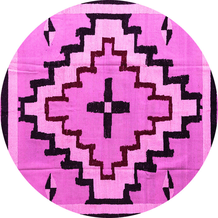 Round Southwestern Pink Country Rug, abs5216pnk