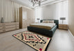 Abstract Dark Brown Southwestern Rug in a Bedroom, abs5216