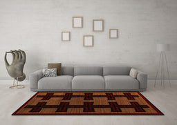 Machine Washable Southwestern Orange Country Area Rugs in a Living Room, wshabs5217org