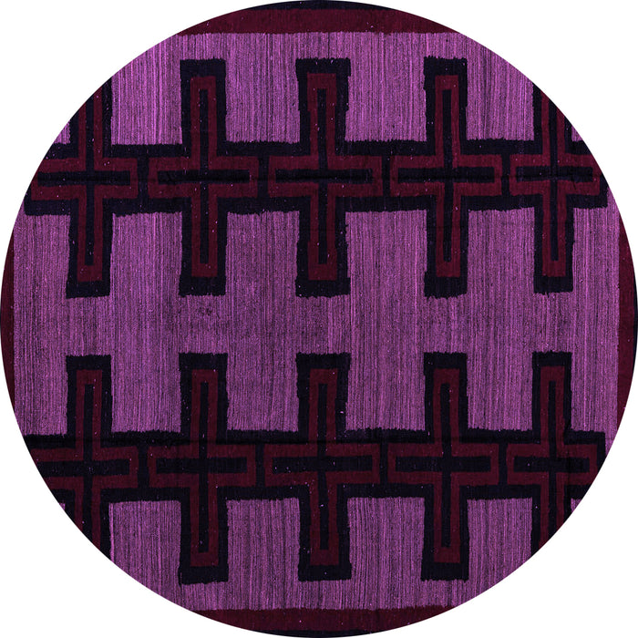 Round Machine Washable Southwestern Purple Country Area Rugs, wshabs5217pur