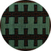 Round Machine Washable Southwestern Turquoise Country Area Rugs, wshabs5217turq