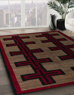 Abstract Red Southwestern Rug in Family Room, abs5217