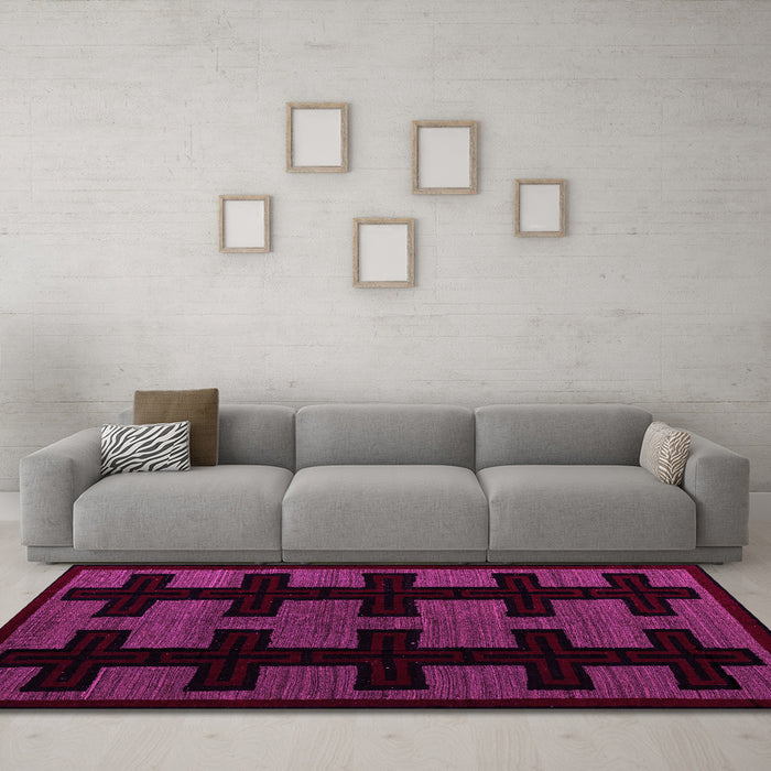 Machine Washable Southwestern Pink Country Rug in a Living Room, wshabs5217pnk