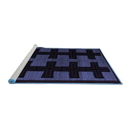 Sideview of Machine Washable Southwestern Blue Country Rug, wshabs5217blu