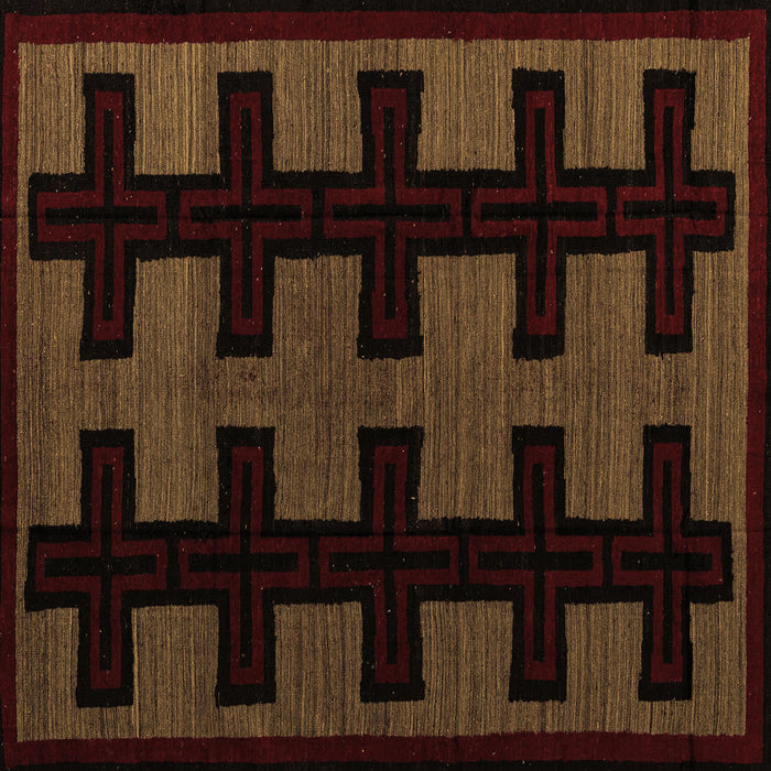 Square Machine Washable Southwestern Brown Country Rug, wshabs5217brn