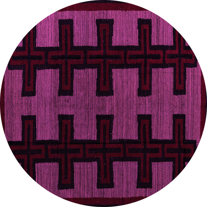 Round Machine Washable Southwestern Pink Country Rug, wshabs5217pnk