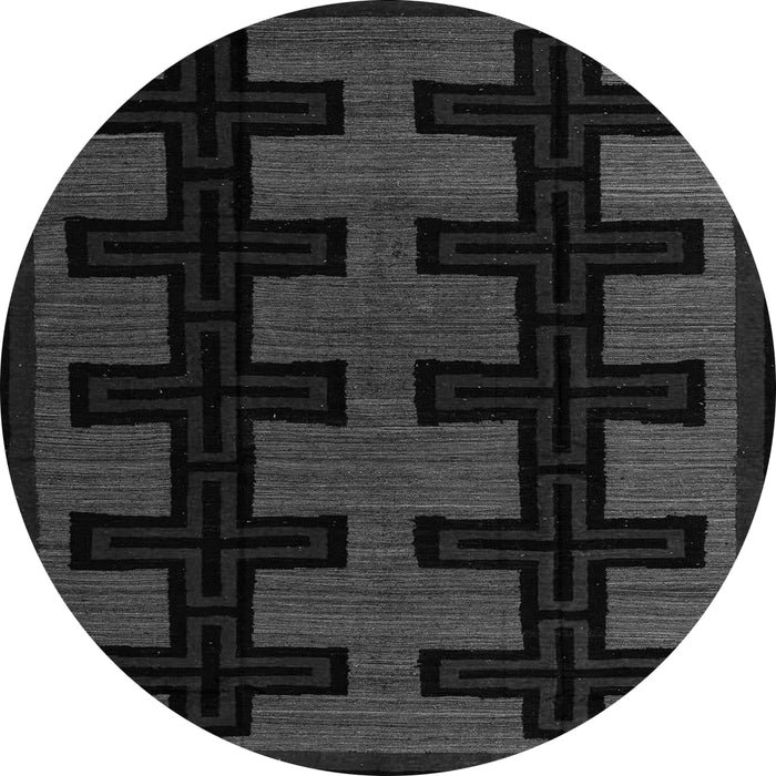 Round Machine Washable Southwestern Gray Country Rug, wshabs5217gry