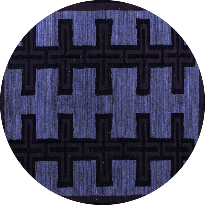 Round Southwestern Blue Country Rug, abs5217blu