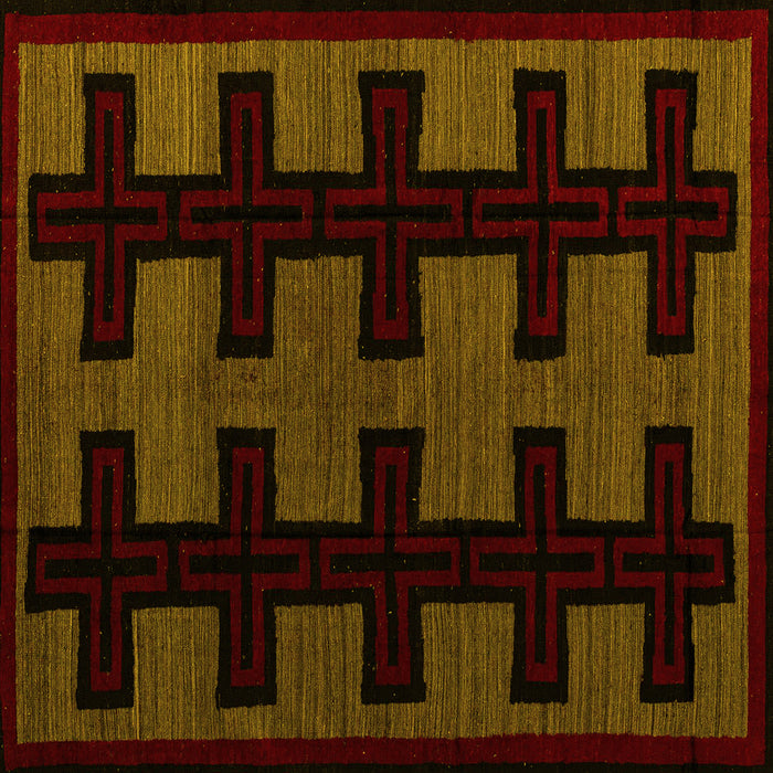 Square Southwestern Yellow Country Rug, abs5217yw