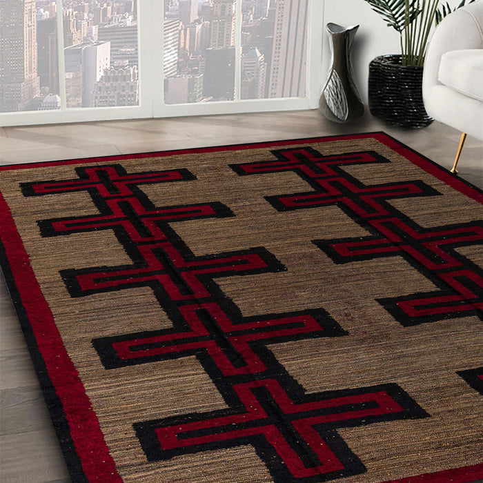 Machine Washable Abstract Red Rug in a Family Room, wshabs5217