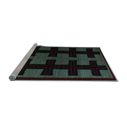 Sideview of Machine Washable Southwestern Light Blue Country Rug, wshabs5217lblu