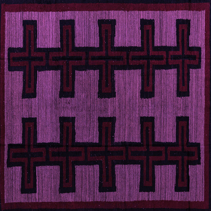 Square Machine Washable Southwestern Purple Country Area Rugs, wshabs5217pur