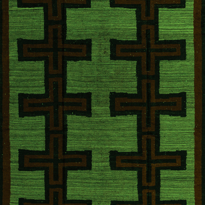 Machine Washable Southwestern Green Country Area Rugs, wshabs5217grn