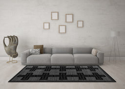 Machine Washable Southwestern Gray Country Rug in a Living Room,, wshabs5217gry