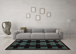 Machine Washable Southwestern Light Blue Country Rug in a Living Room, wshabs5217lblu