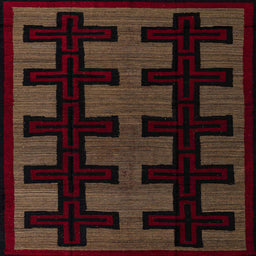 Square Abstract Red Southwestern Rug, abs5217