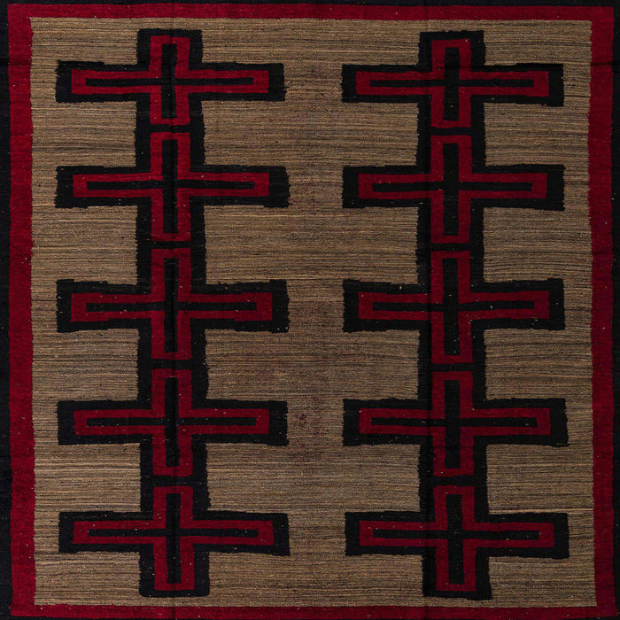 Square Abstract Red Southwestern Rug, abs5217
