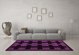 Machine Washable Southwestern Purple Country Area Rugs in a Living Room, wshabs5217pur