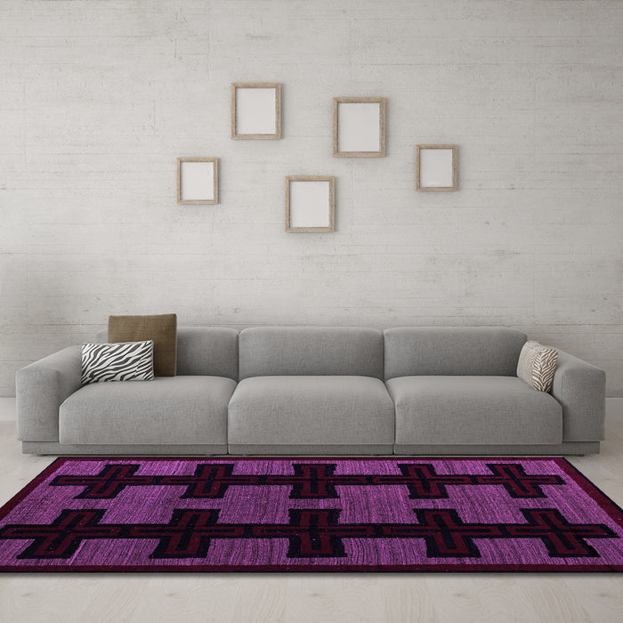 Machine Washable Southwestern Purple Country Area Rugs in a Living Room, wshabs5217pur