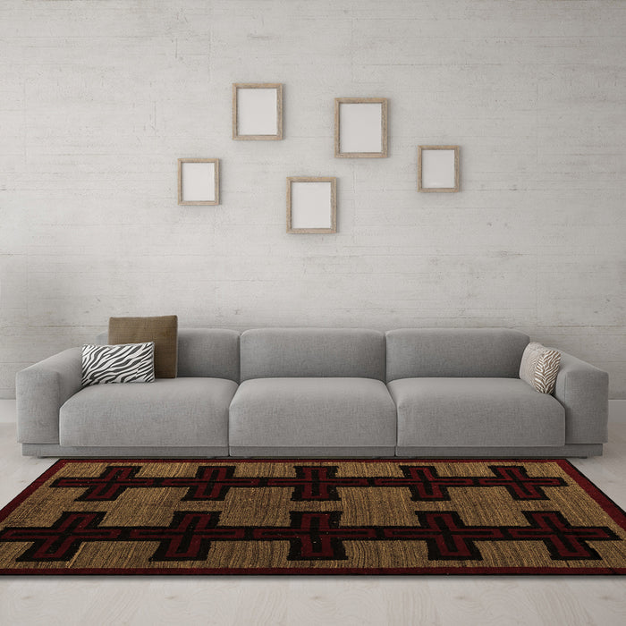 Machine Washable Southwestern Brown Country Rug in a Living Room,, wshabs5217brn