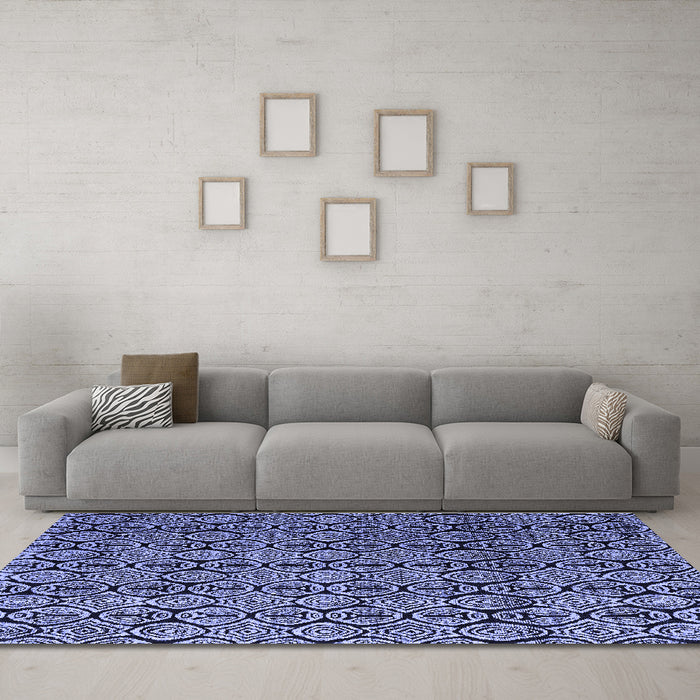 Machine Washable Abstract Blue Modern Rug in a Living Room, wshabs5218blu