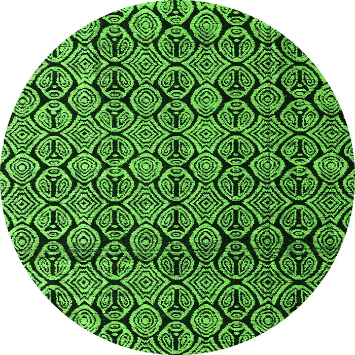 Round Machine Washable Abstract Green Modern Area Rugs, wshabs5218grn