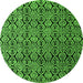 Round Machine Washable Abstract Green Modern Area Rugs, wshabs5218grn